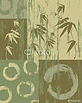Zen kör és bambusz szüret zöld háttér (id: 5510) többrészes vászonkép