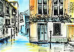 akvarellfestés - szanál Velencében vászonkép, poszter vagy falikép