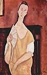 Modigliani: Lunia Czechowska portréja, legyezővel (id: 2613) falikép keretezve