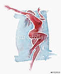 Meztelen modern táncos akvarell piros-kék (id: 7213) bögre