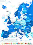 Európa térkép - nagyon részletes vektoros illusztráció. A kép ta vászonkép, poszter vagy falikép