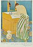 Mary Cassatt: A mosdóban (id: 1914) többrészes vászonkép
