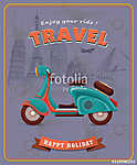 Vintage Travel scooter plakáttervezés (id: 11815) vászonkép