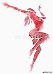 Meztelen modern táncos RedWatercolor fehér színben vászonkép, poszter vagy falikép