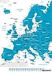 Európa - térkép és navigációs címkék - illustration.Image contai vászonkép, poszter vagy falikép