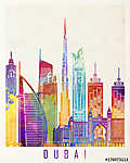 Paul Klee: Dubai landmarks watercolor poster (id: 15216) falikép keretezve