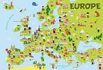Európa térkép gyerekekkel vászonkép, poszter vagy falikép