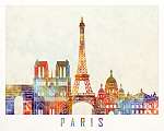 Paris landmarks watercolor poster vászonkép, poszter vagy falikép