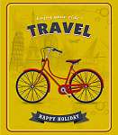 Vintage Travel bicikli plakát kialakítása vászonkép, poszter vagy falikép