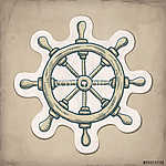 Régi hajókormány illusztráció vászonkép, poszter vagy falikép