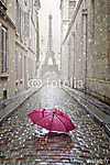 Romantikus sikátor egy esős napon. vászonkép, poszter vagy falikép