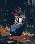 Munkácsy Mihály: Rőzsehordó nő (1873) (id: 2820) falikép keretezve