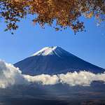 A Fuji szent hegy Japánban a háttérben vászonkép, poszter vagy falikép