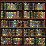 Bookshelf full of books background. Old library. vászonkép, poszter vagy falikép