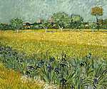 Paul Signac: Arles látképe íriszekkel az előtérben (1888) (id: 2922) tapéta