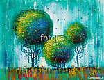 Művészi zöld lombozatú fák (olajfestmény reprodukció) vászonkép, poszter vagy falikép