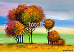 Fák színes háttérrel vászonkép, poszter vagy falikép