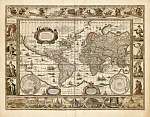 Antik világtérkép 1635 (szín 3) (id: 21924) többrészes vászonkép