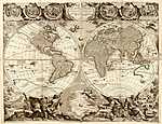 Antik világtérkép (id: 2324) falikép keretezve