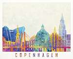 Copenhagen landmarks watercolor poster vászonkép, poszter vagy falikép