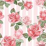 Floral seamless pattern 10. Watercolor background with red roses vászonkép, poszter vagy falikép