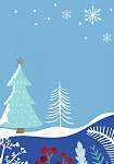 Modern karácsonyi grafika 1. (havas tájkép) vászonkép, poszter vagy falikép