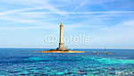 Goury világítótorony Normandiában, Franciaországban. vászonkép, poszter vagy falikép