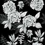 Fekete-fehér virágos tapétaminta vászonkép, poszter vagy falikép