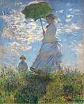Claude Monet: Hölgy napernyővel (Madame Monet és kisfia - 1875) (id: 3031) többrészes vászonkép