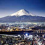 Mount Fuji. Fujiyama. Aerial view with cityspace szürreális lövé (id: 9432) többrészes vászonkép