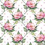 Seamless floral pattern with pink flowers 20 vászonkép, poszter vagy falikép