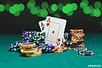 Póker kártyák és zsetonok vászonkép, poszter vagy falikép