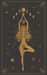 Nő tarrot kártya stílusban, jóga pózban, hold fázisokkal (id: 22636) bögre