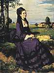 Camille Pissarro: Lilaruhás nő (1874) (id: 2836) többrészes vászonkép