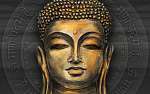 Arany Buddha fej részlet, digitális art vászonkép, poszter vagy falikép