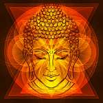 Vörös és narancs Budha fej szimbólum vászonkép, poszter vagy falikép