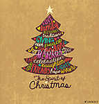 Karácsonyi kártya szó Cloud tree design (id: 7038) vászonkép