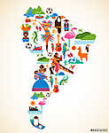 Dél-Amerika vicces térkép vászonkép, poszter vagy falikép