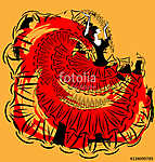 Absztrakt vörös-sárga kép a flamencóról vászonkép, poszter vagy falikép