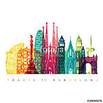 Barcelona skyline detailed silhouette. Travel and tourism backgr vászonkép, poszter vagy falikép