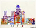 Bristol landmarks watercolor poster vászonkép, poszter vagy falikép