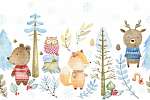 Erdei állatok télen tapétaminta vászonkép, poszter vagy falikép