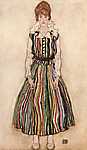 Egon Schiele: Edith Schiele portréja csíkos ruhában (id: 2441) poszter