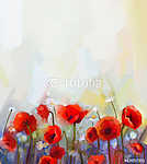 Az olajfestés vörös mákvirágok. (id: 9041) falikép keretezve