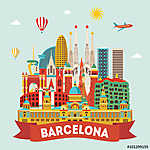 Barcelona detailed silhouette. Vector illustration vászonkép, poszter vagy falikép