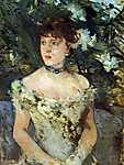 Berthe Morisot: Fiatal nő báli ruhában (id: 1942) falikép keretezve