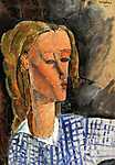 Modigliani: Beatrice Hastings portéja kék fehér blúzban (id: 942) vászonkép
