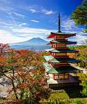 Mt. Fuji a Chureito Pagoda, Fujiyoshida, Japán vászonkép, poszter vagy falikép