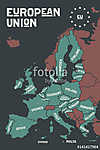 Az Európai Unió poszter-térképe országnevekkel és fővárosokkal vászonkép, poszter vagy falikép
