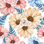 Floral seamless pattern 11. Watercolor flowers. vászonkép, poszter vagy falikép